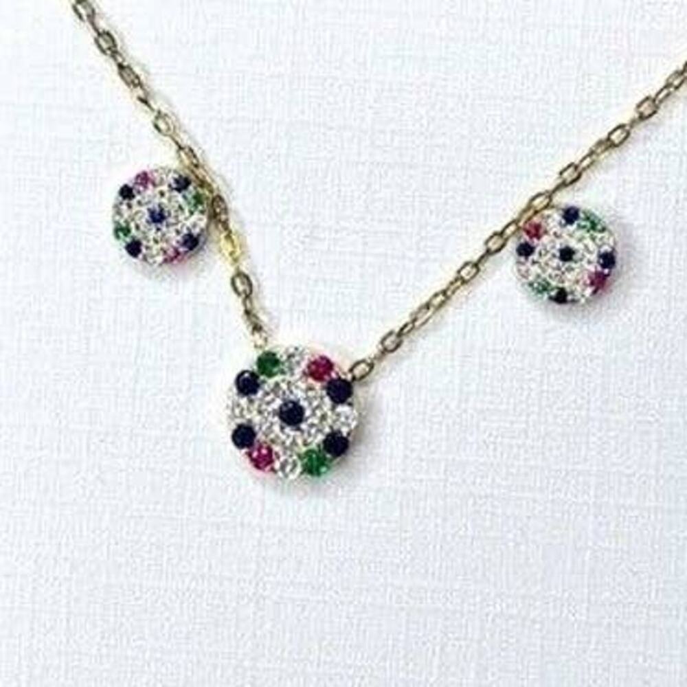 Olivia and Jackson Necklace and Earring Set Gold Multicolor Sterling Silver NEW